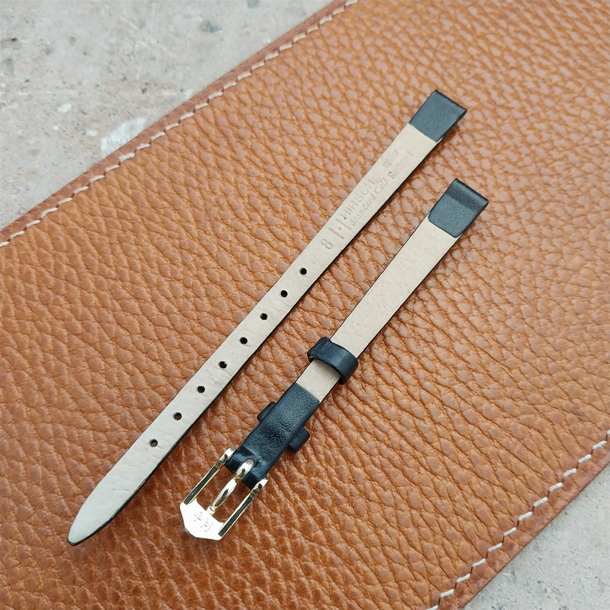 8mm Ladies Hirsch Black Calf Watch Strap