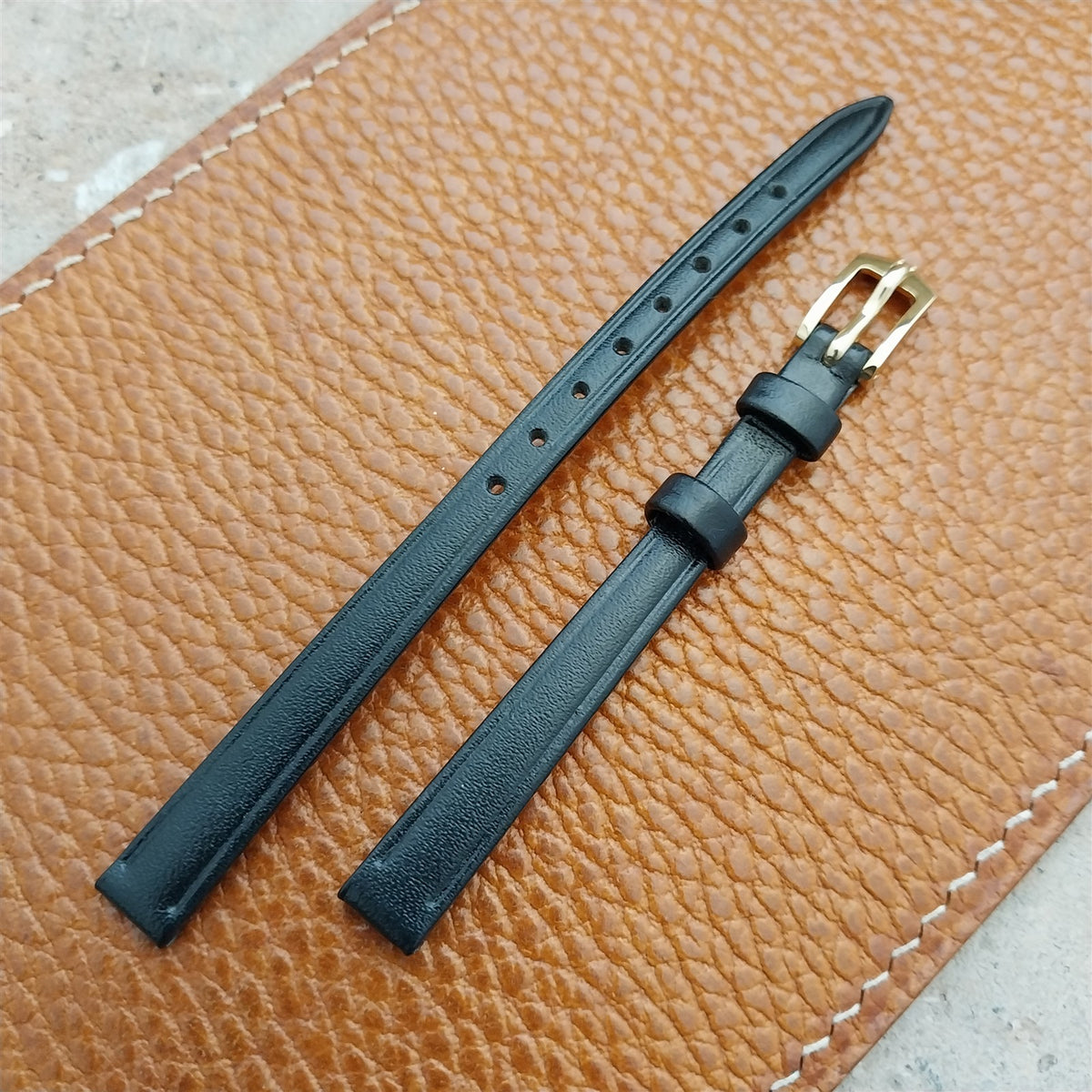 8mm Ladies Hirsch Black Calf Watch Strap