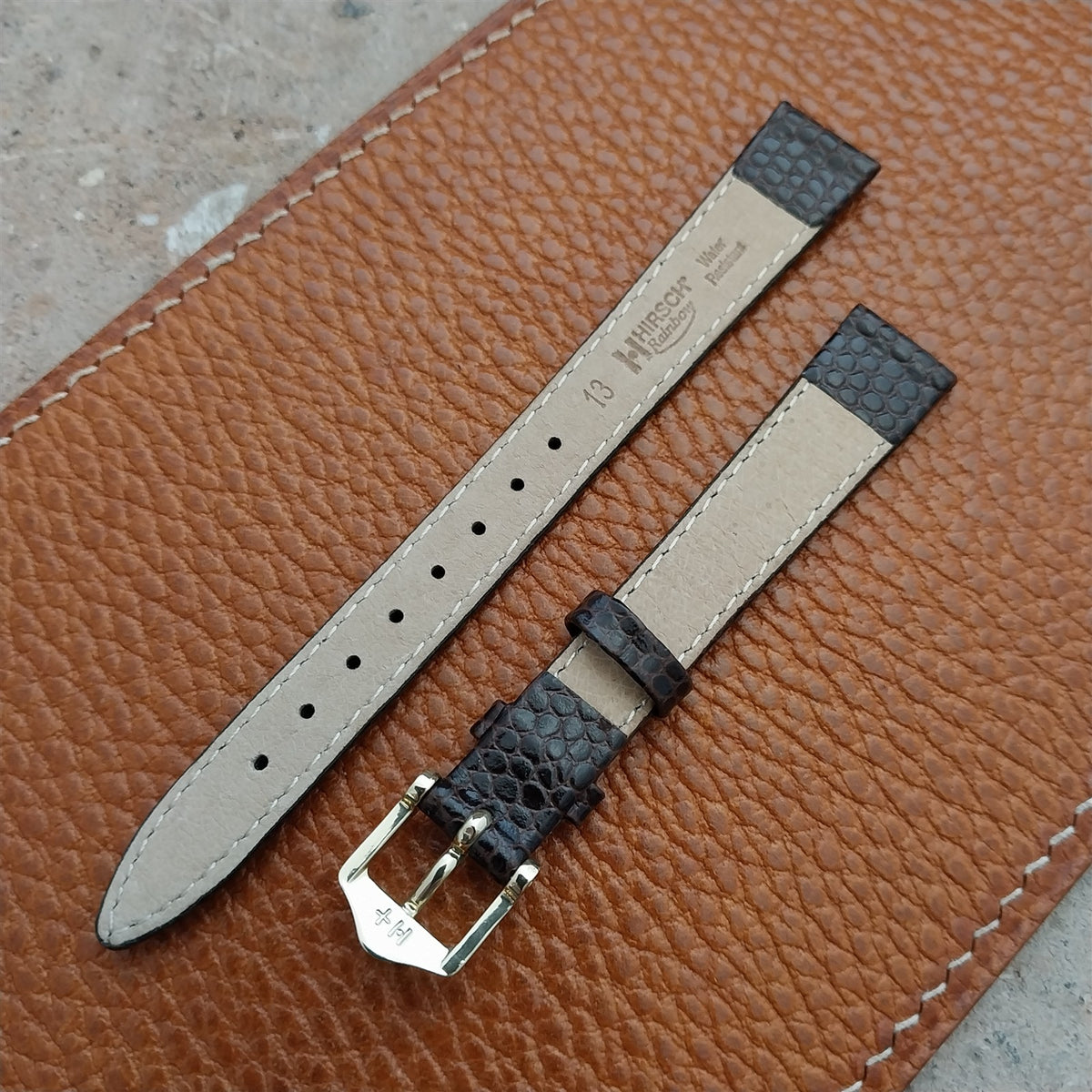 13mm Brown Ladies Hirsch Rainbow Lizard Grain Leather Watch Strap