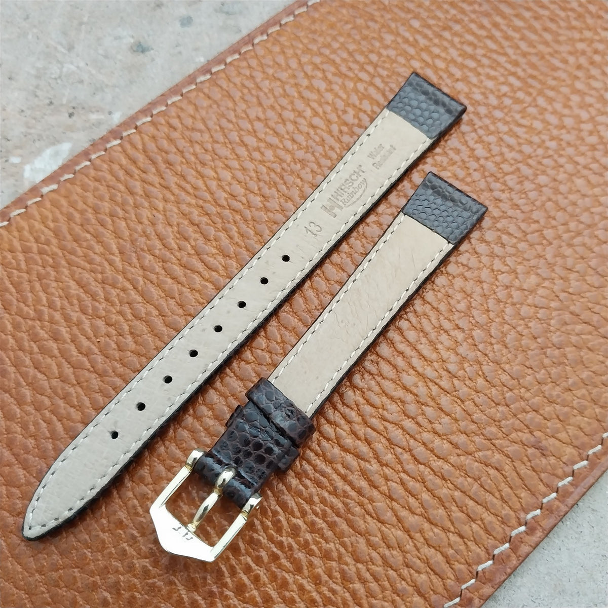 13mm Brown Ladies Hirsch Rainbow Lizard Grain Leather Watch Strap