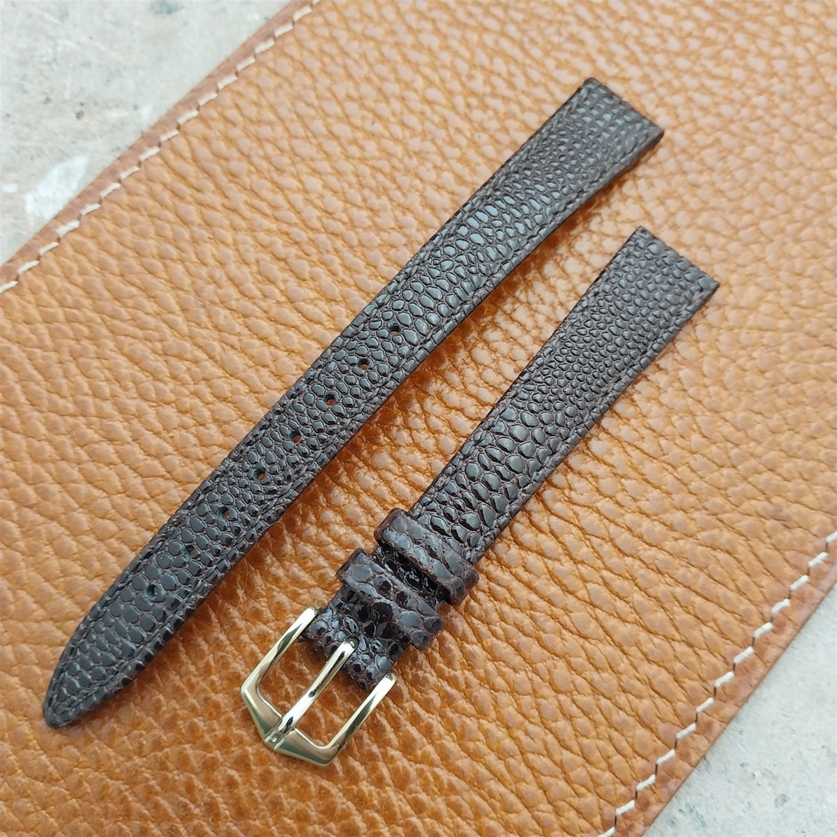 13mm Brown Ladies Hirsch Rainbow Lizard Grain Leather Watch Strap