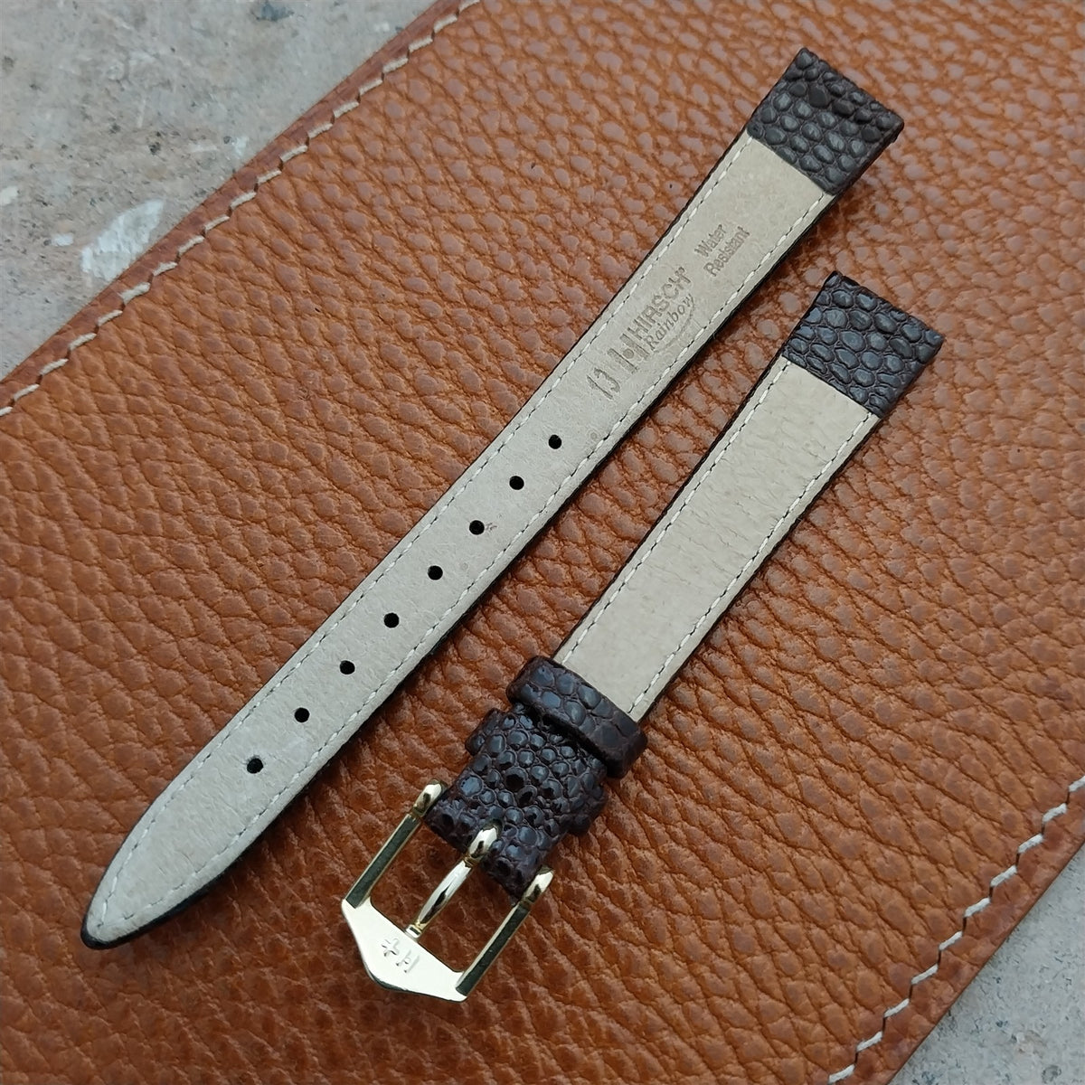 13mm Brown Ladies Hirsch Rainbow Lizard Grain Leather Watch Strap
