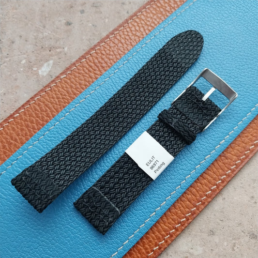 20mm XL EULIT Palma Pacific Braided Black Perlon 2-Piece Field Watch Strap