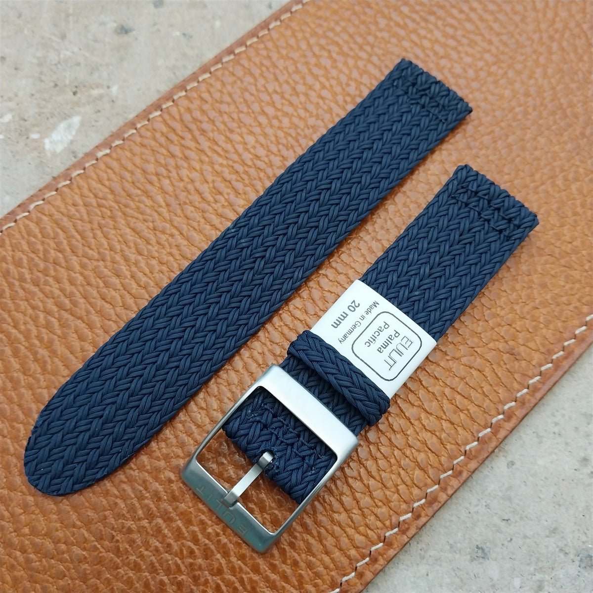 20mm Eulit Palma Pacific Blue Braided Perlon 2Piece Field Watch Strap