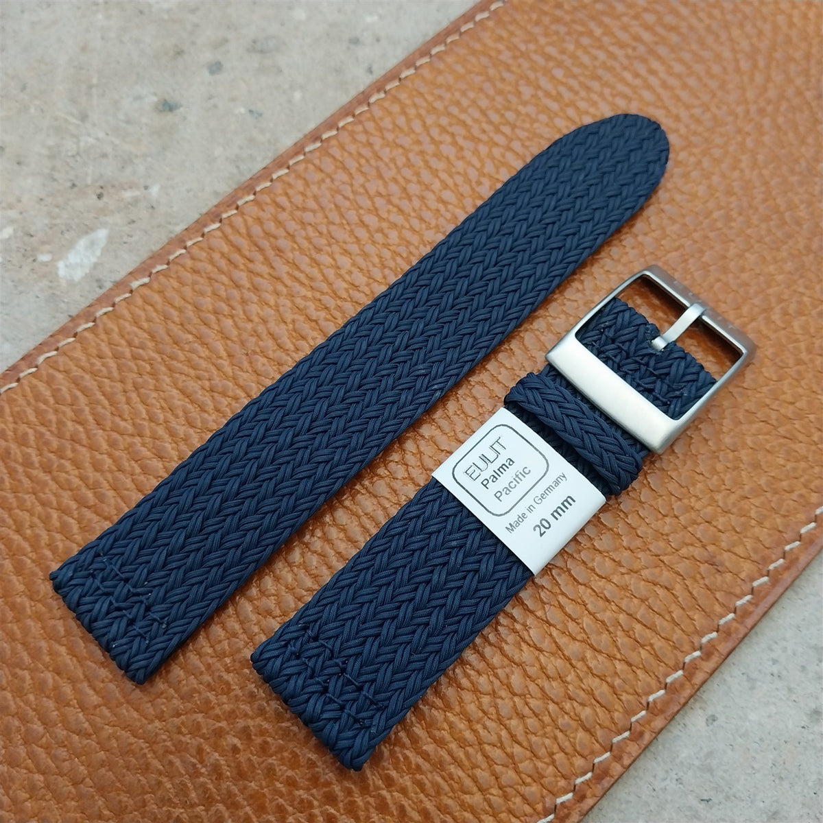 20mm Eulit Palma Pacific Blue Braided Perlon 2Piece Field Watch Strap