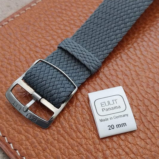 20mm EULIT Panama Gray Braided Perlon Single Pass Field Watch Strap