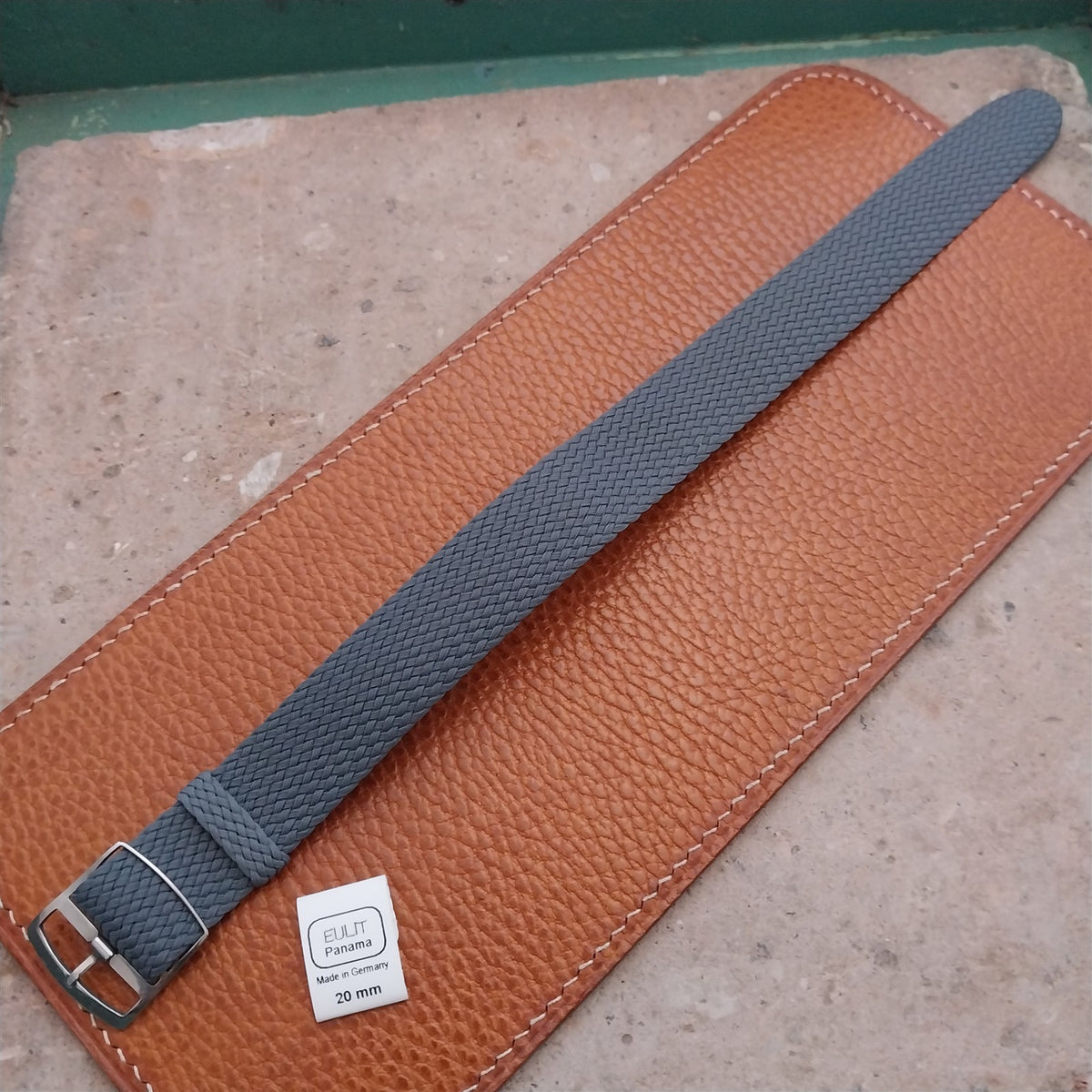 20mm EULIT Panama Gray Braided Perlon Single Pass Field Watch Strap
