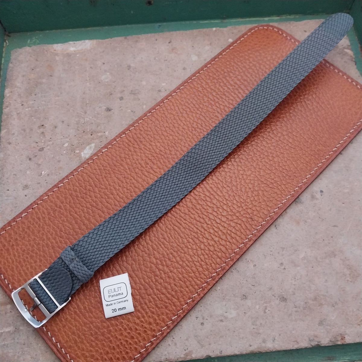20mm EULIT Panama Gray Braided Perlon Single Pass Field Watch Strap