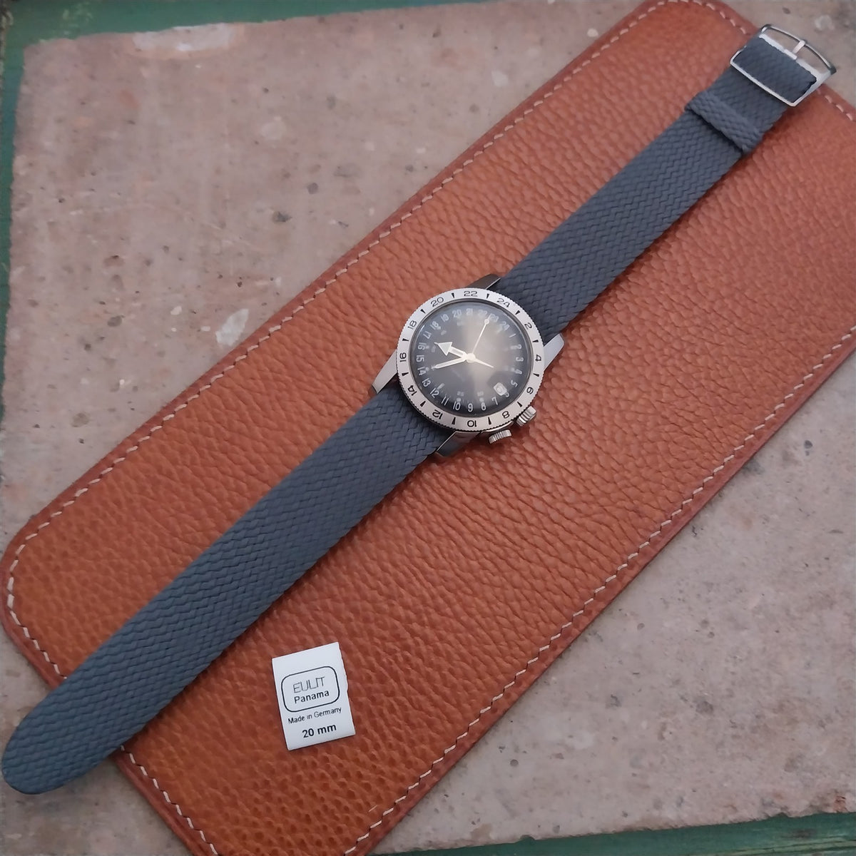 20mm EULIT Panama Gray Braided Perlon Single Pass Field Watch Strap