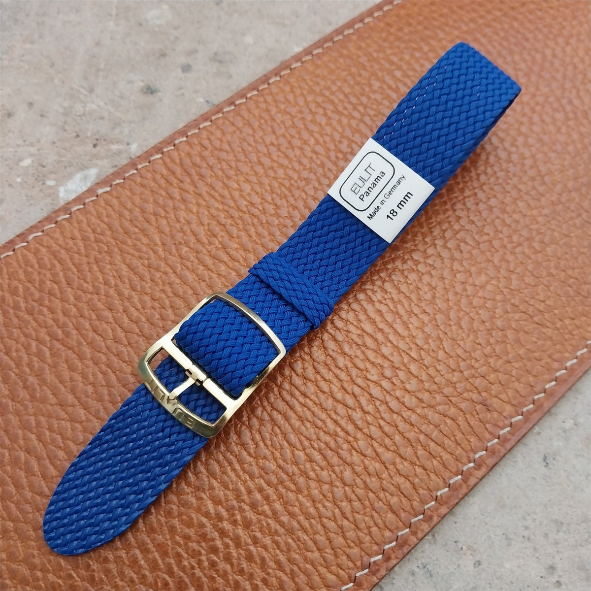 Blue 18mm EULIT Panama Braided Perlon Single Pass Field Watch Strap