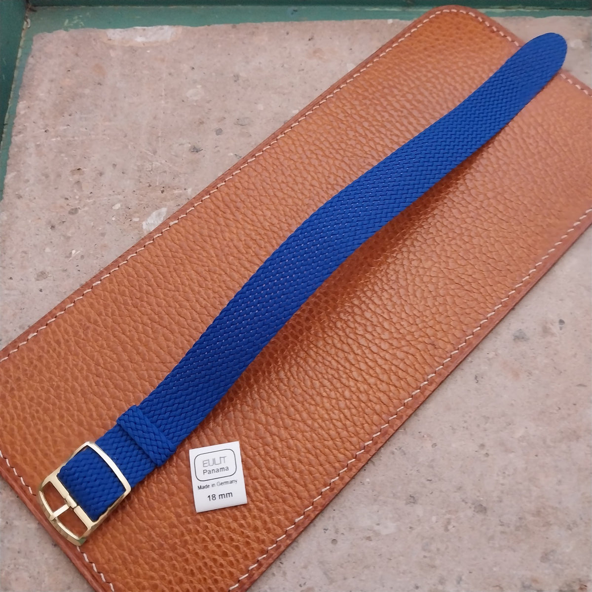 Blue 18mm EULIT Panama Braided Perlon Single Pass Field Watch Strap