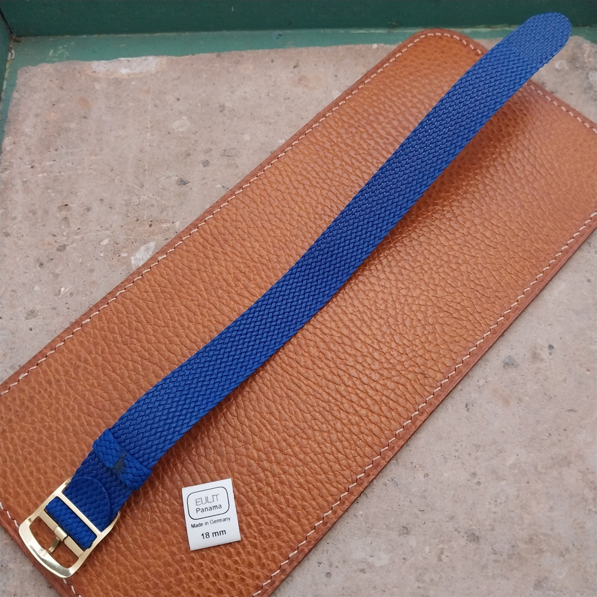 Blue 18mm EULIT Panama Braided Perlon Single Pass Field Watch Strap