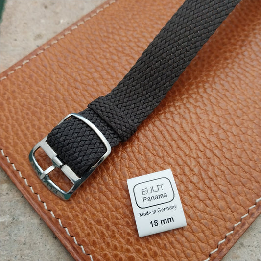 Brown 18mm EULIT Panama Braided Perlon Single Pass Field Watch Strap