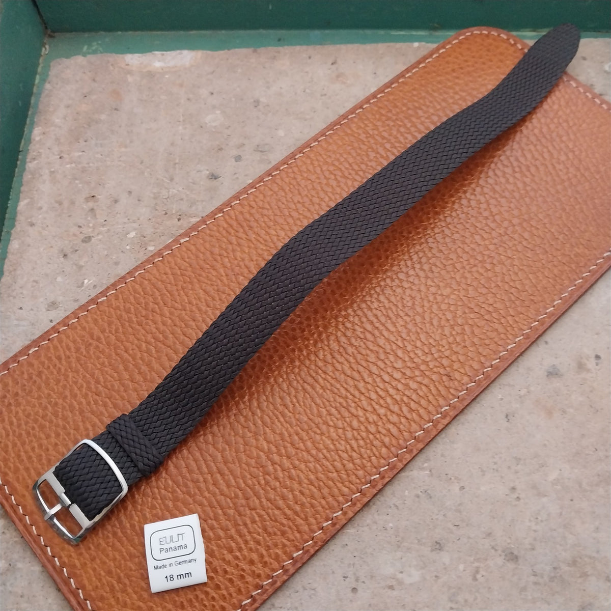Brown 18mm EULIT Panama Braided Perlon Single Pass Field Watch Strap