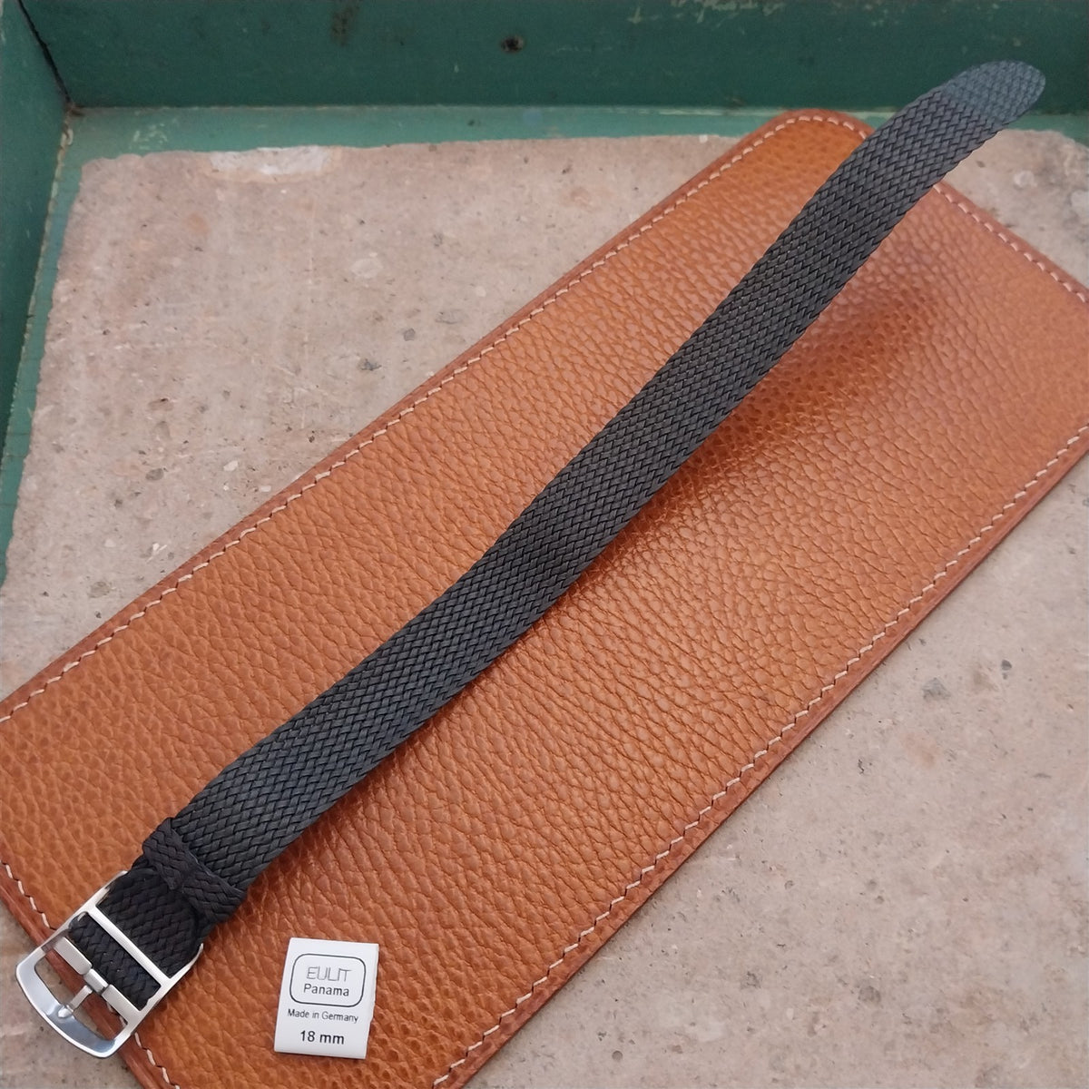 Brown 18mm EULIT Panama Braided Perlon Single Pass Field Watch Strap