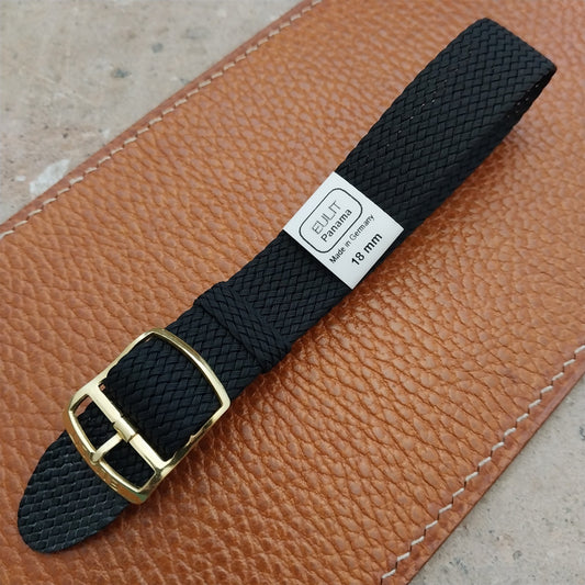 Black 18mm EULIT Panama Braided Perlon Single Pass Field Watch Strap
