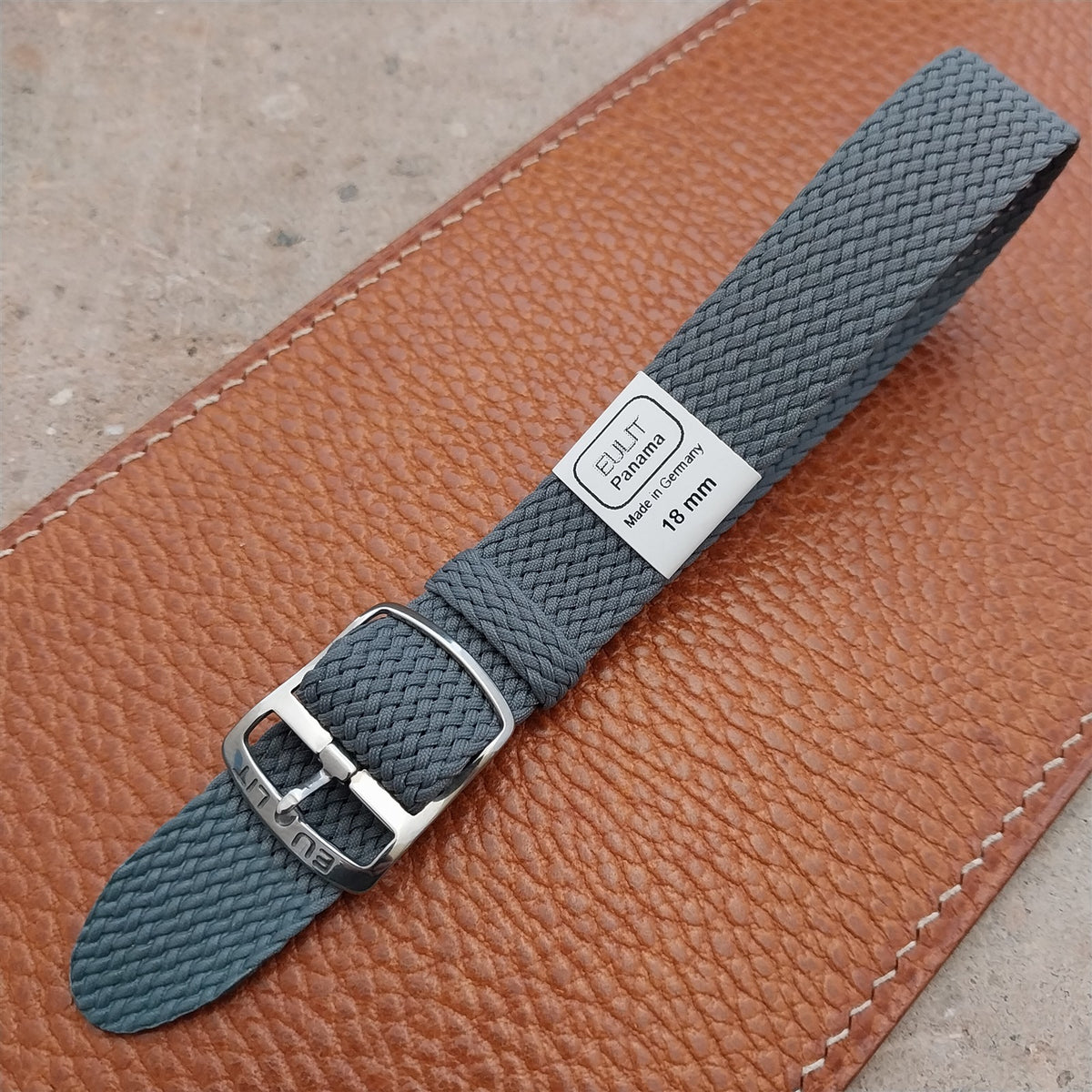 Gray 18mm EULIT Panama Braided Perlon Single Pass Field Watch Strap