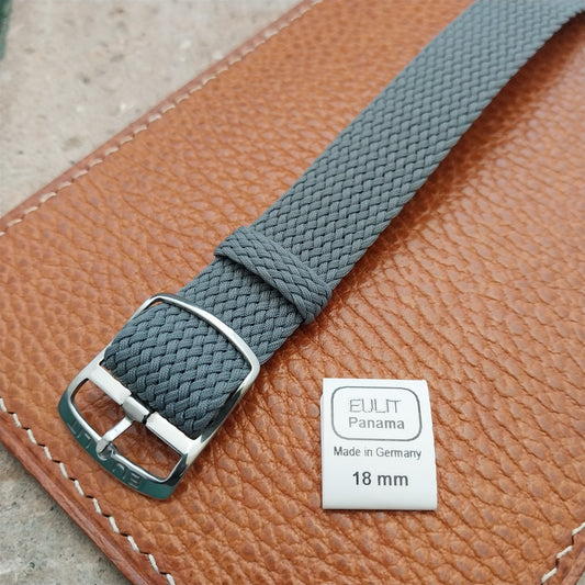 Gray 18mm EULIT Panama Braided Perlon Single Pass Field Watch Strap
