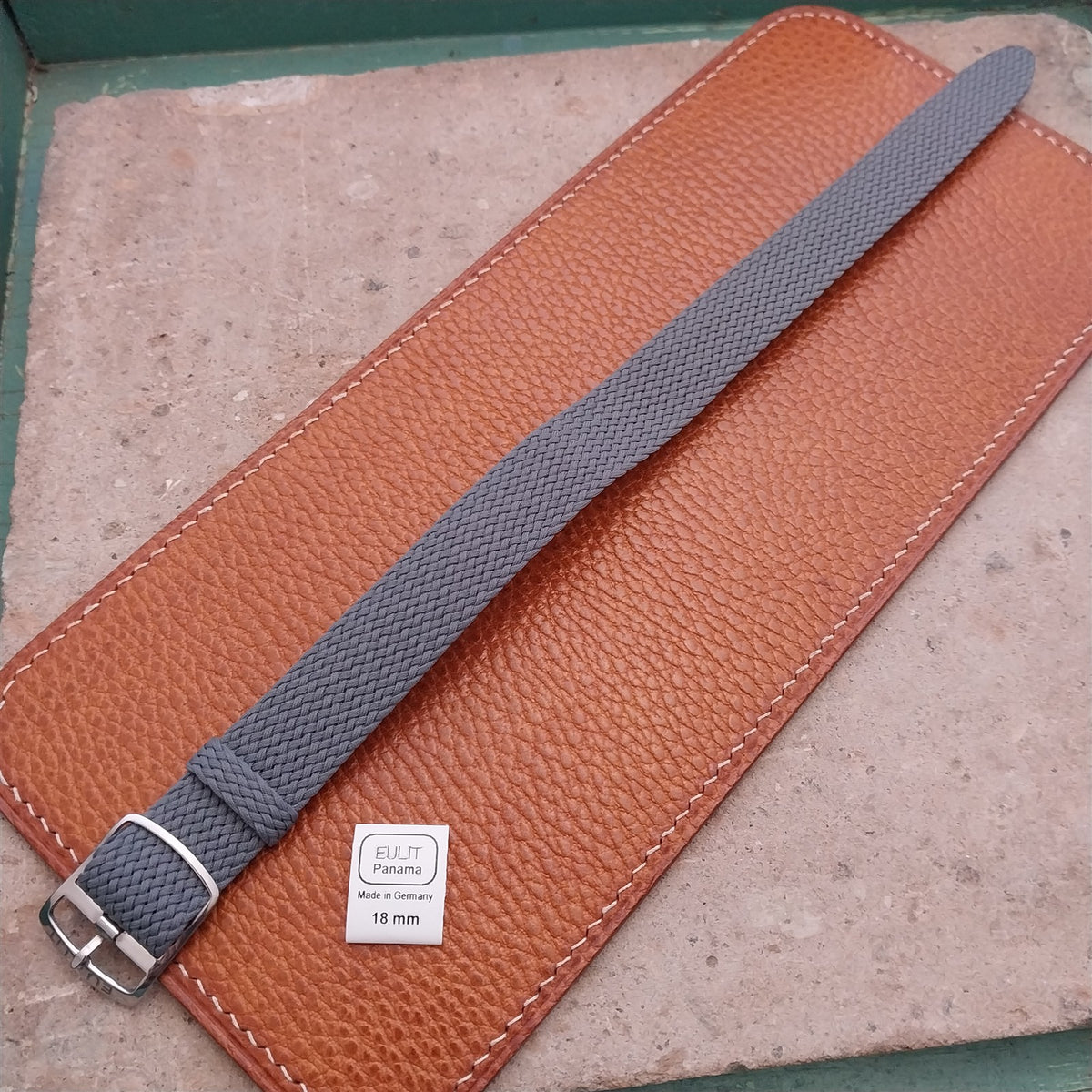 Gray 18mm EULIT Panama Braided Perlon Single Pass Field Watch Strap