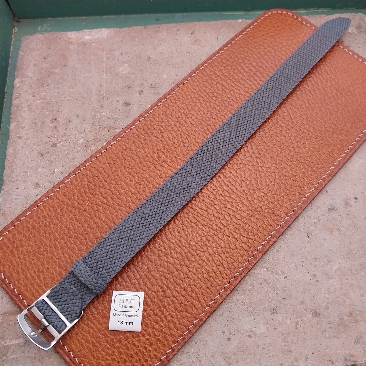 Gray 18mm EULIT Panama Braided Perlon Single Pass Field Watch Strap