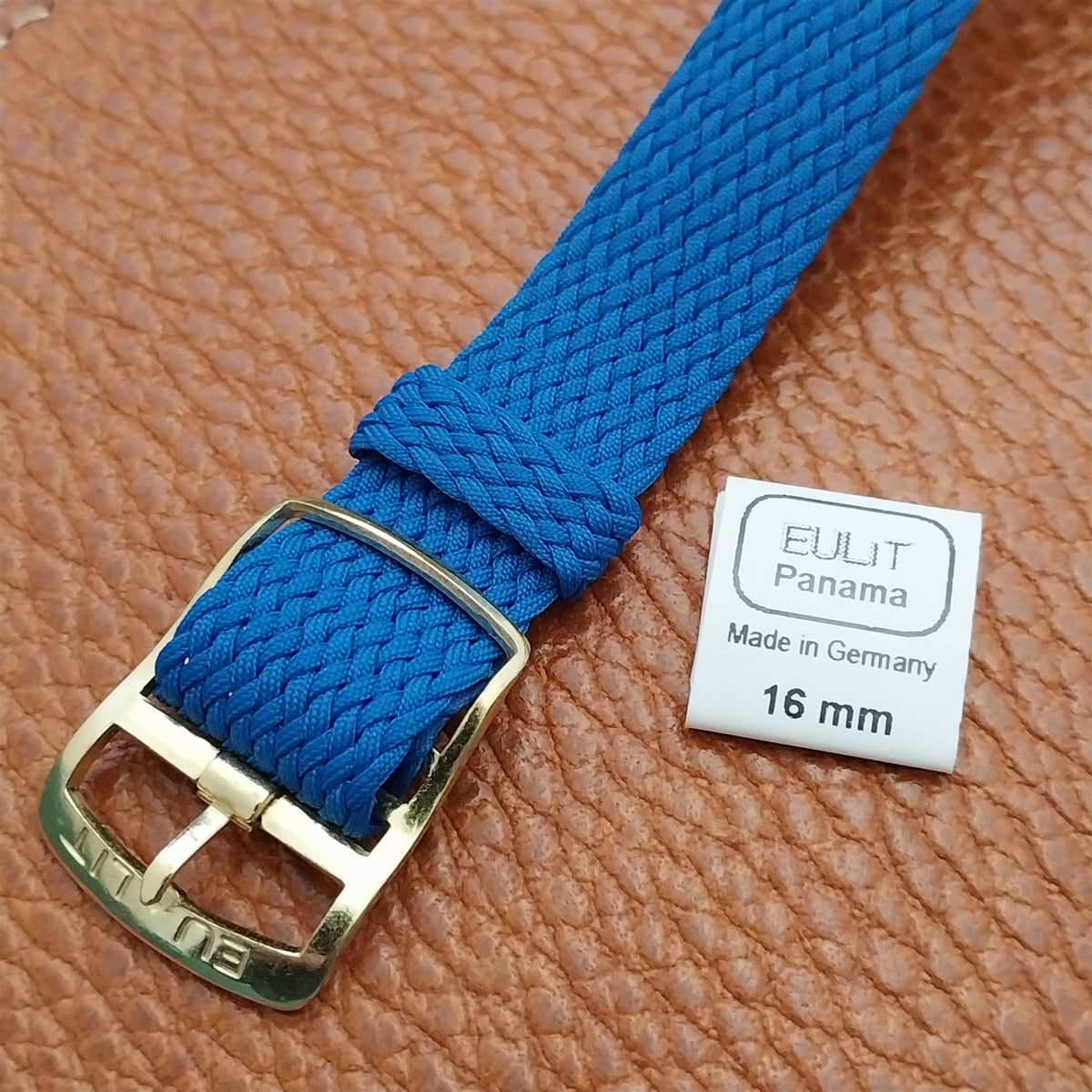 Blue 16mm EULIT Panama Braided Perlon Single Pass Field Watch Strap