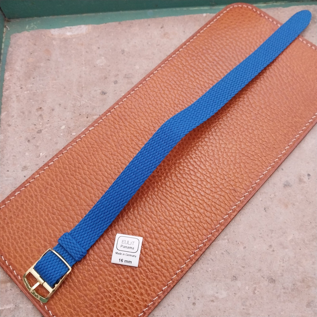 Blue 16mm EULIT Panama Braided Perlon Single Pass Field Watch Strap