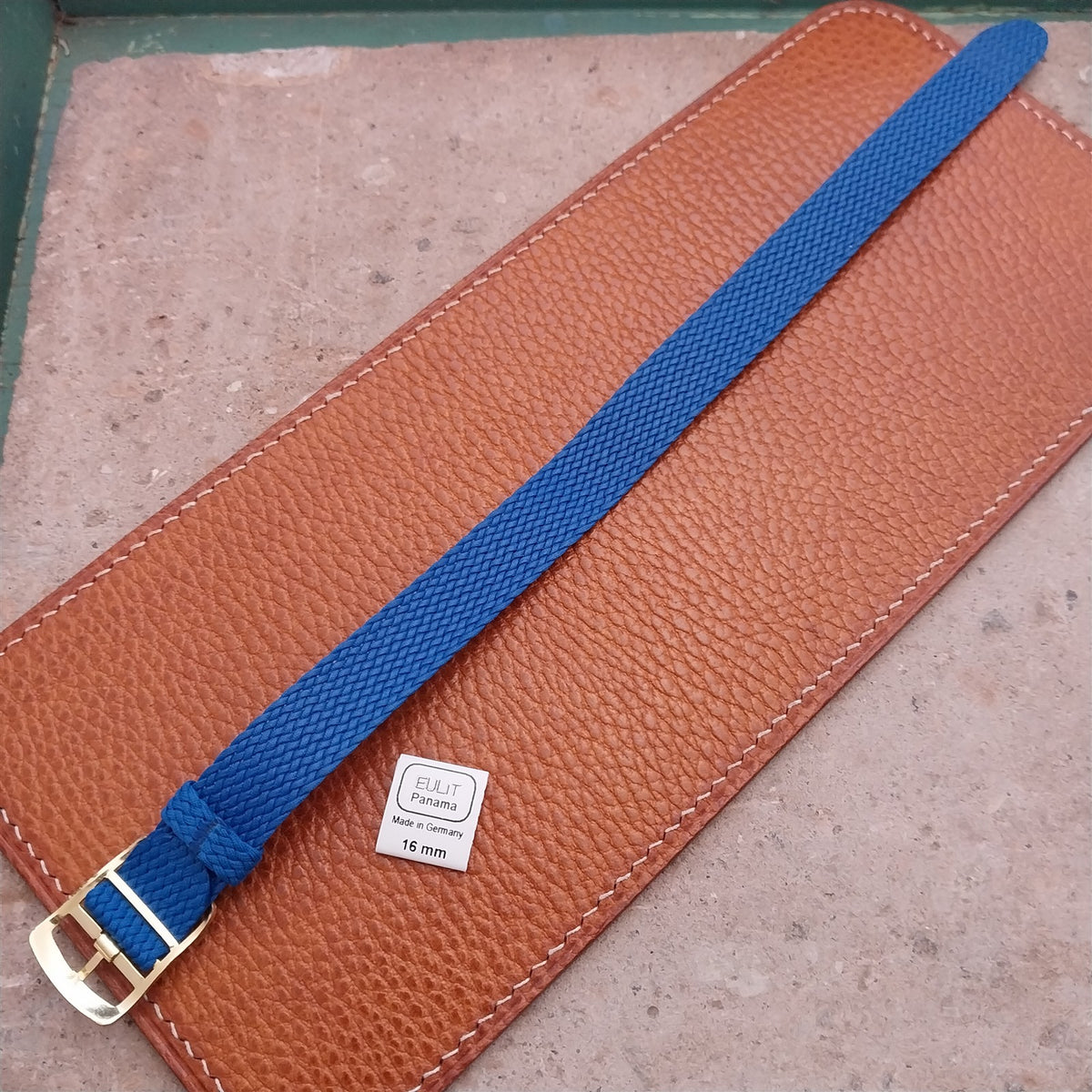 Blue 16mm EULIT Panama Braided Perlon Single Pass Field Watch Strap