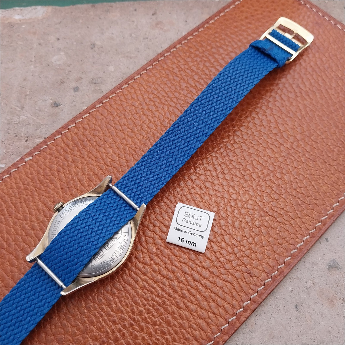 Blue 16mm EULIT Panama Braided Perlon Single Pass Field Watch Strap
