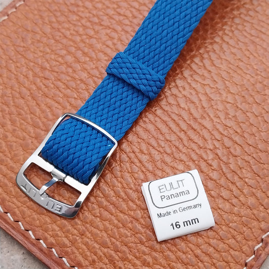 Blue 16mm EULIT Panama Braided Perlon Single Pass Field Watch Strap