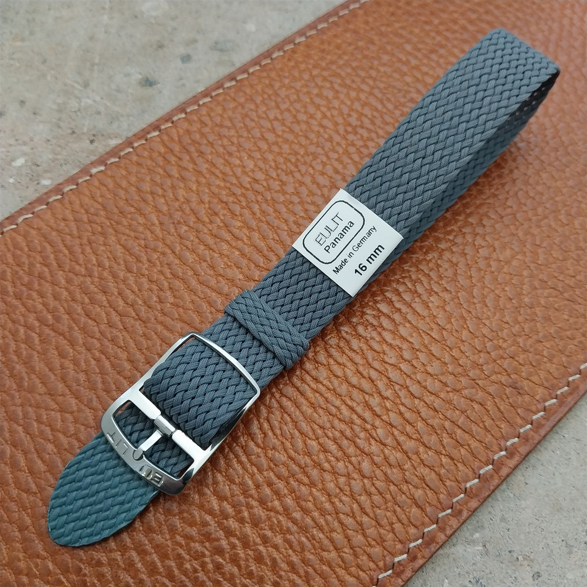 Gray 16mm EULIT Panama Braided Perlon Single Pass Field Watch Strap