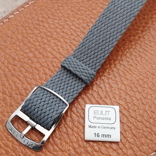 Gray 16mm EULIT Panama Braided Perlon Single Pass Field Watch Strap