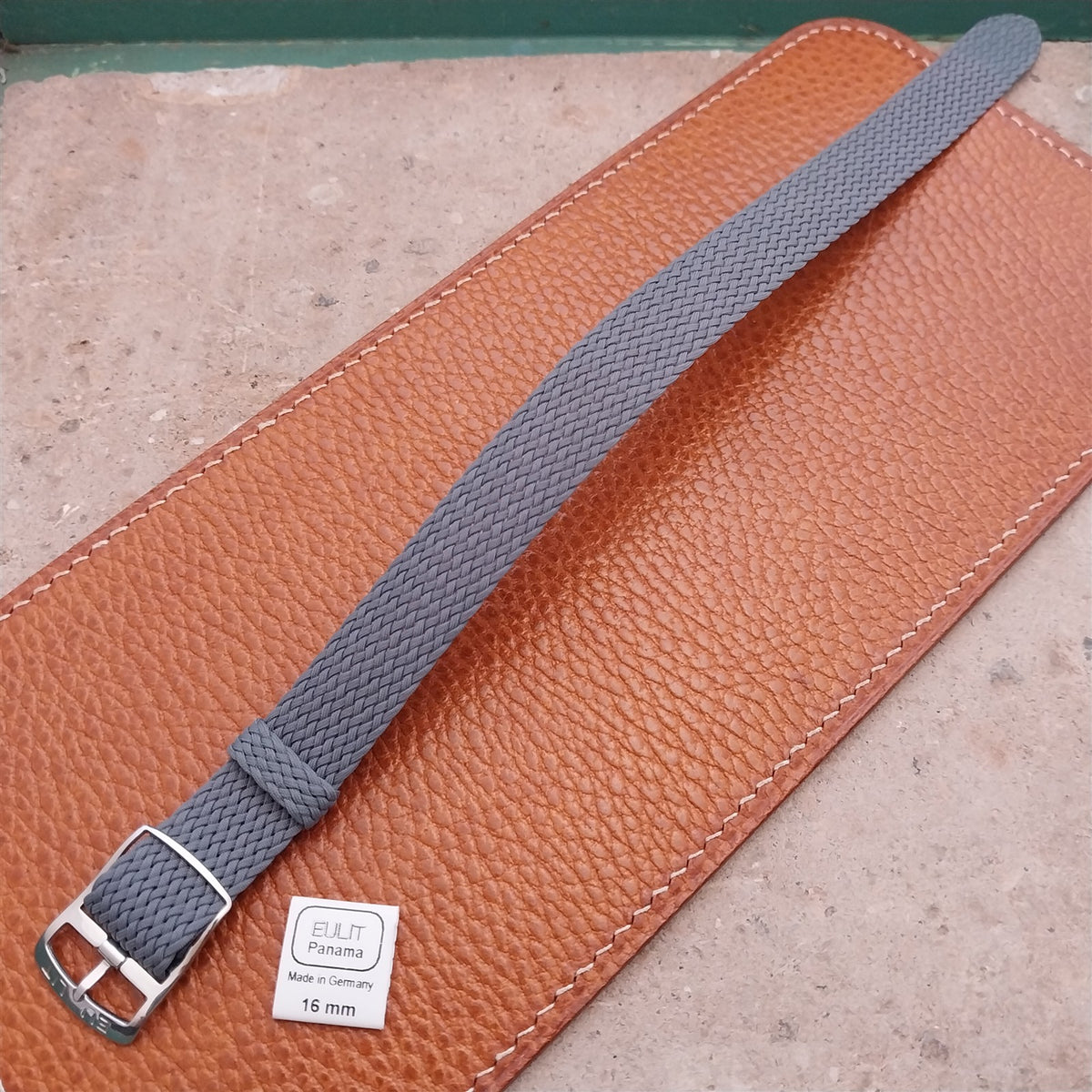 Gray 16mm EULIT Panama Braided Perlon Single Pass Field Watch Strap