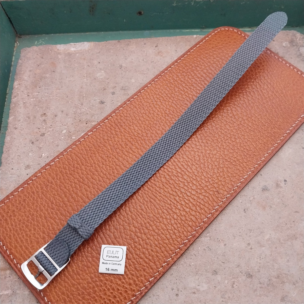 Gray 16mm EULIT Panama Braided Perlon Single Pass Field Watch Strap