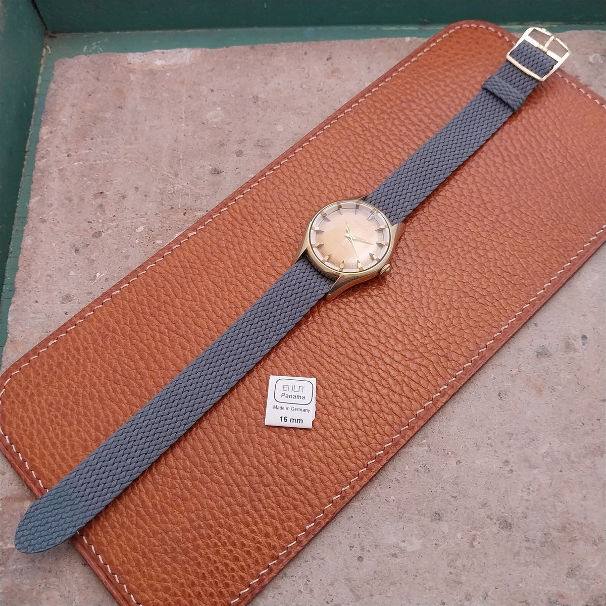 Gray 16mm EULIT Panama Braided Perlon Single Pass Field Watch Strap