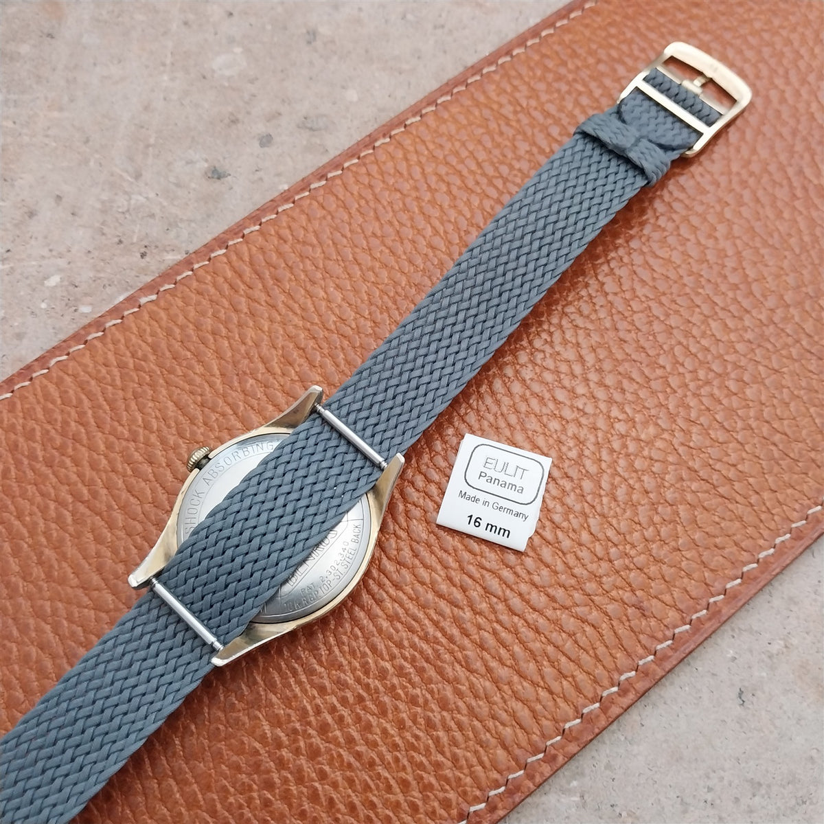 Gray 16mm EULIT Panama Braided Perlon Single Pass Field Watch Strap