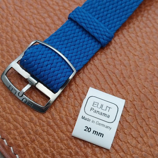 20mm EULIT Panama Blue Braided Perlon Single Pass Field Watch Strap