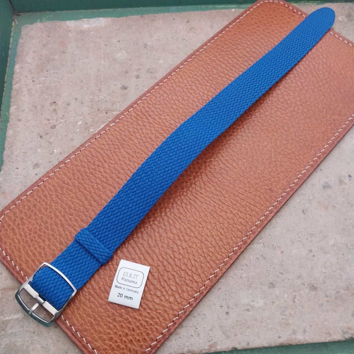 20mm EULIT Panama Blue Braided Perlon Single Pass Field Watch Strap