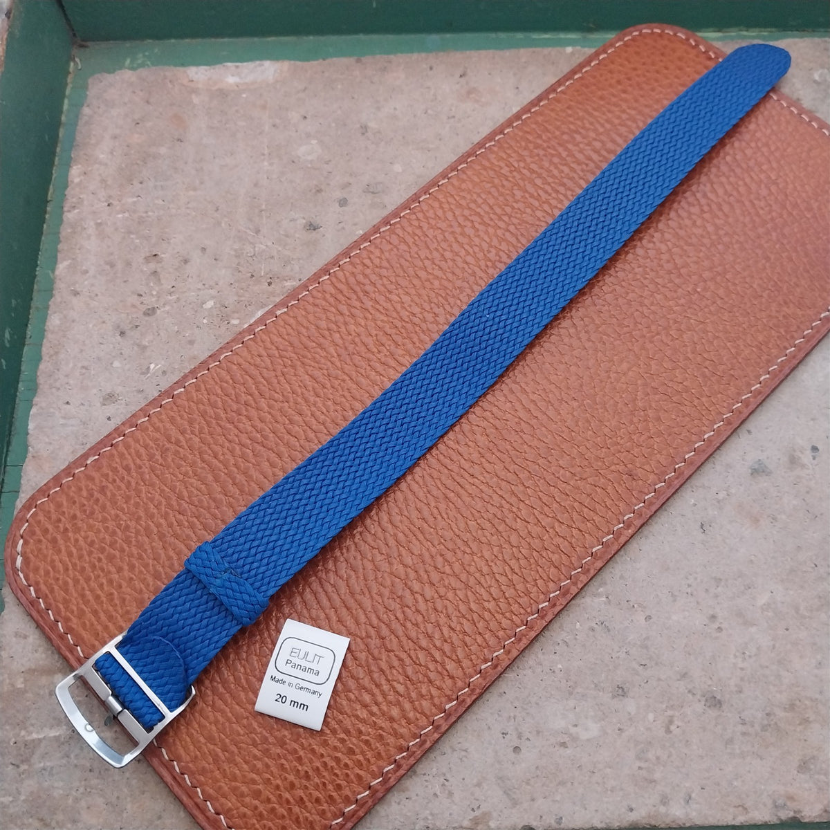 20mm EULIT Panama Blue Braided Perlon Single Pass Field Watch Strap