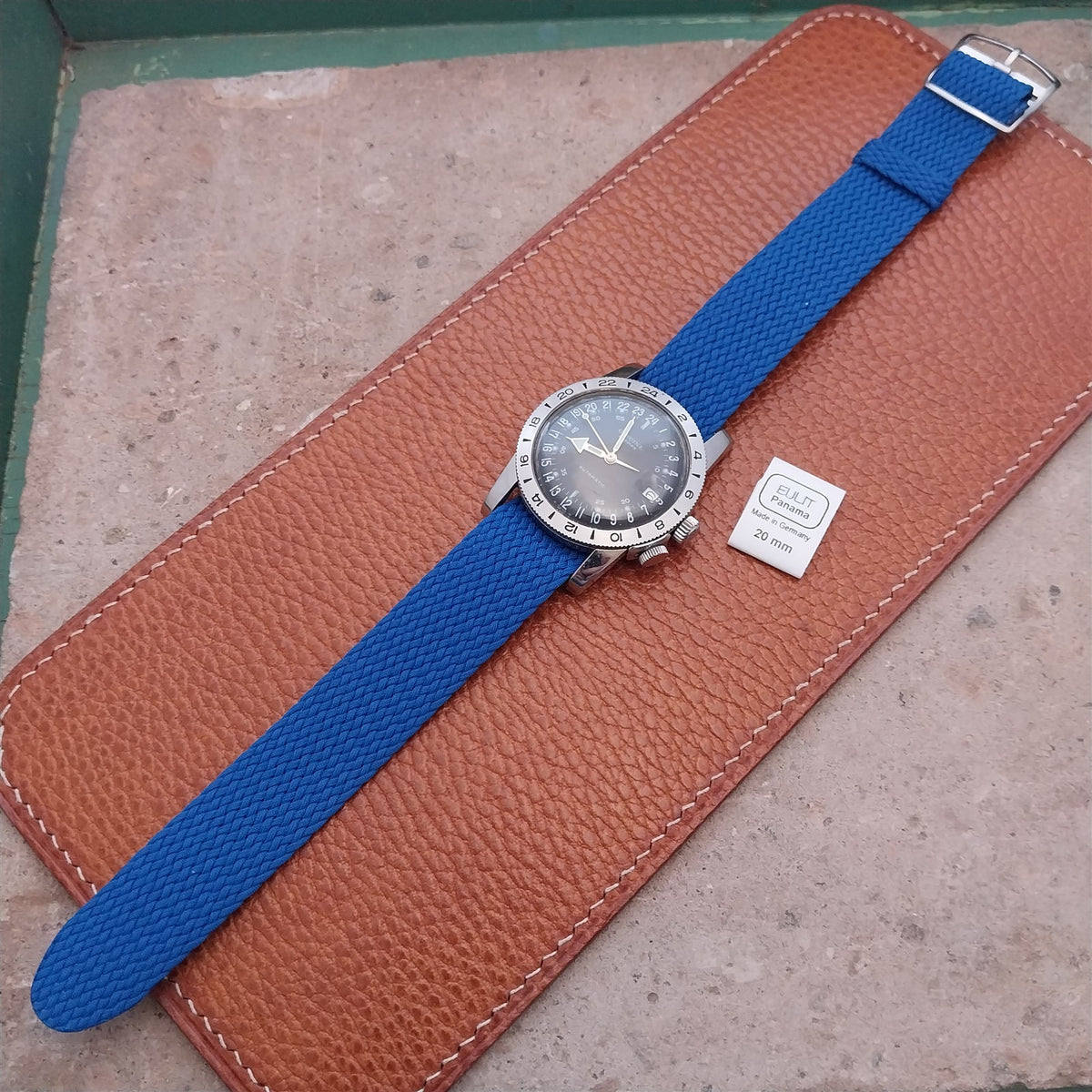20mm EULIT Panama Blue Braided Perlon Single Pass Field Watch Strap