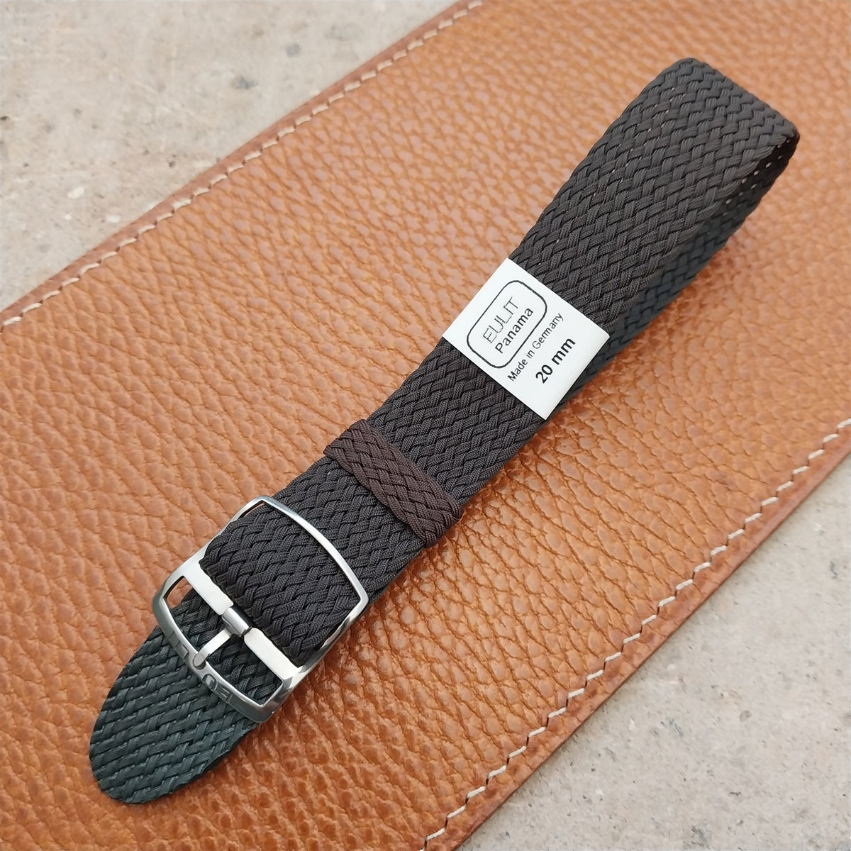 20mm EULIT Panama Brown Braided Perlon Single Pass Field Watch Strap