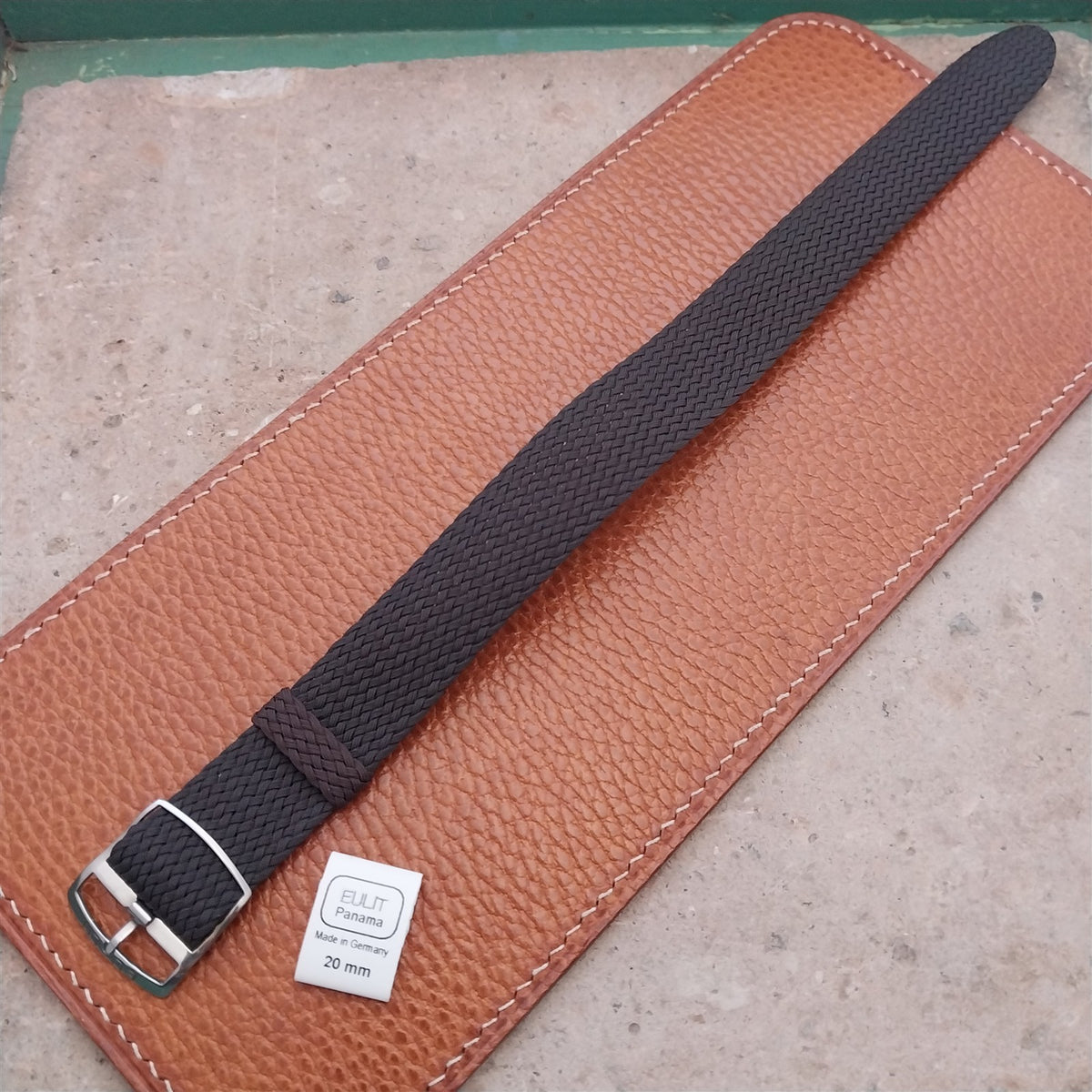 20mm EULIT Panama Brown Braided Perlon Single Pass Field Watch Strap