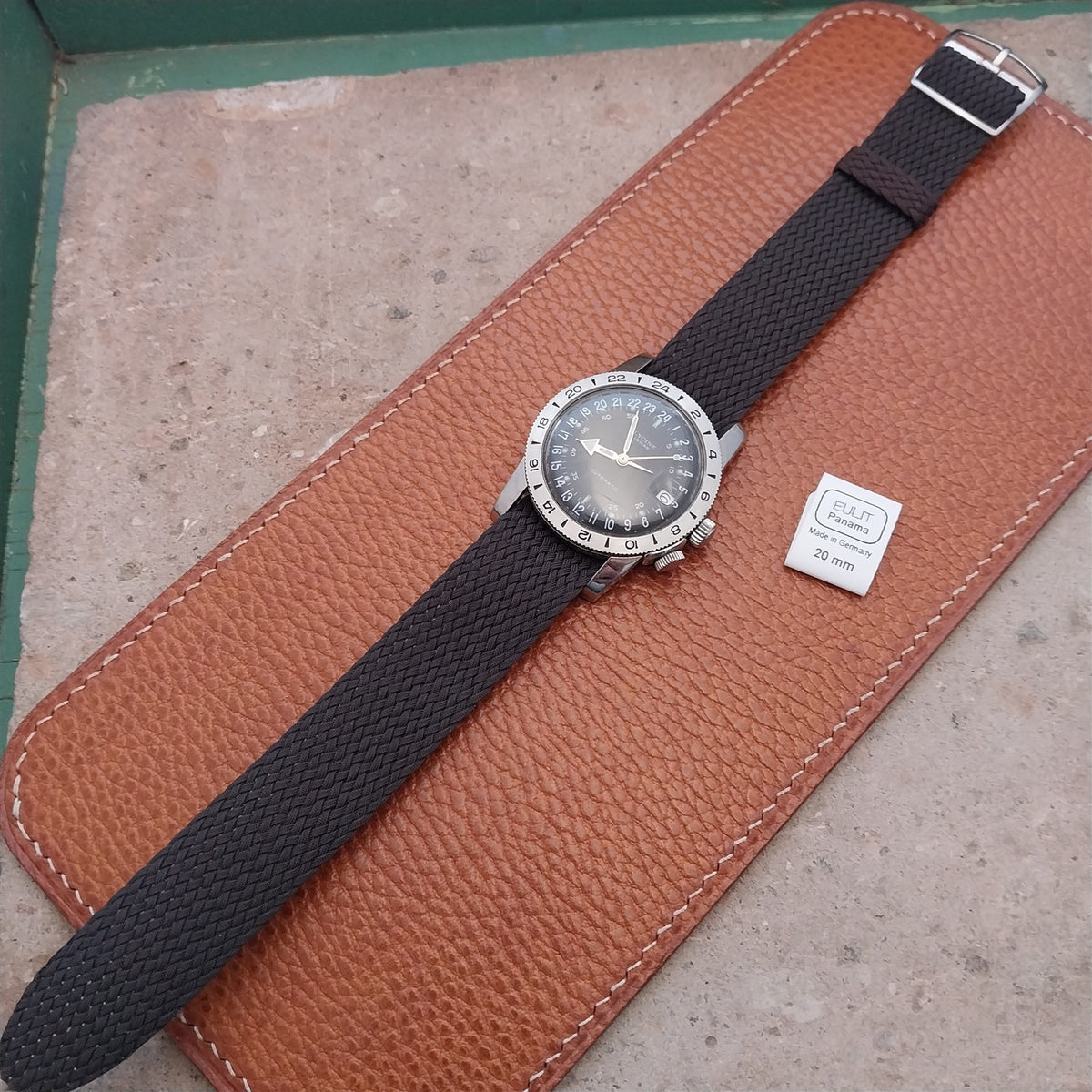20mm EULIT Panama Brown Braided Perlon Single Pass Field Watch Strap