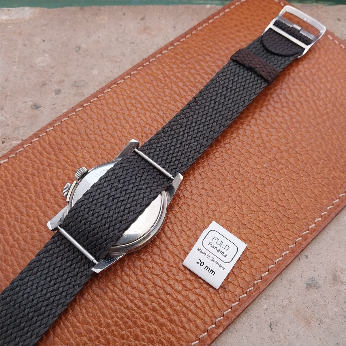 20mm EULIT Panama Brown Braided Perlon Single Pass Field Watch Strap