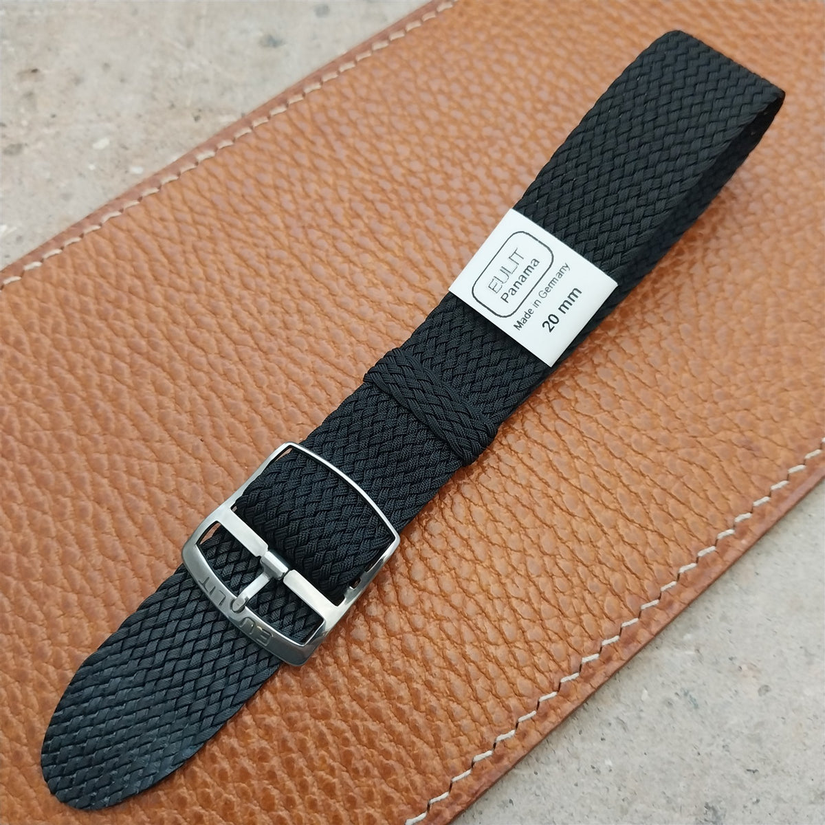 20mm EULIT Panama Black Braided Perlon Single Pass Field Watch Strap