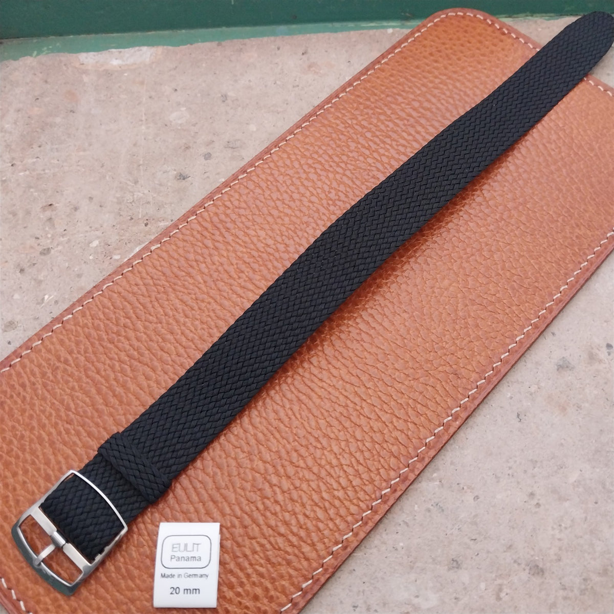 20mm EULIT Panama Black Braided Perlon Single Pass Field Watch Strap