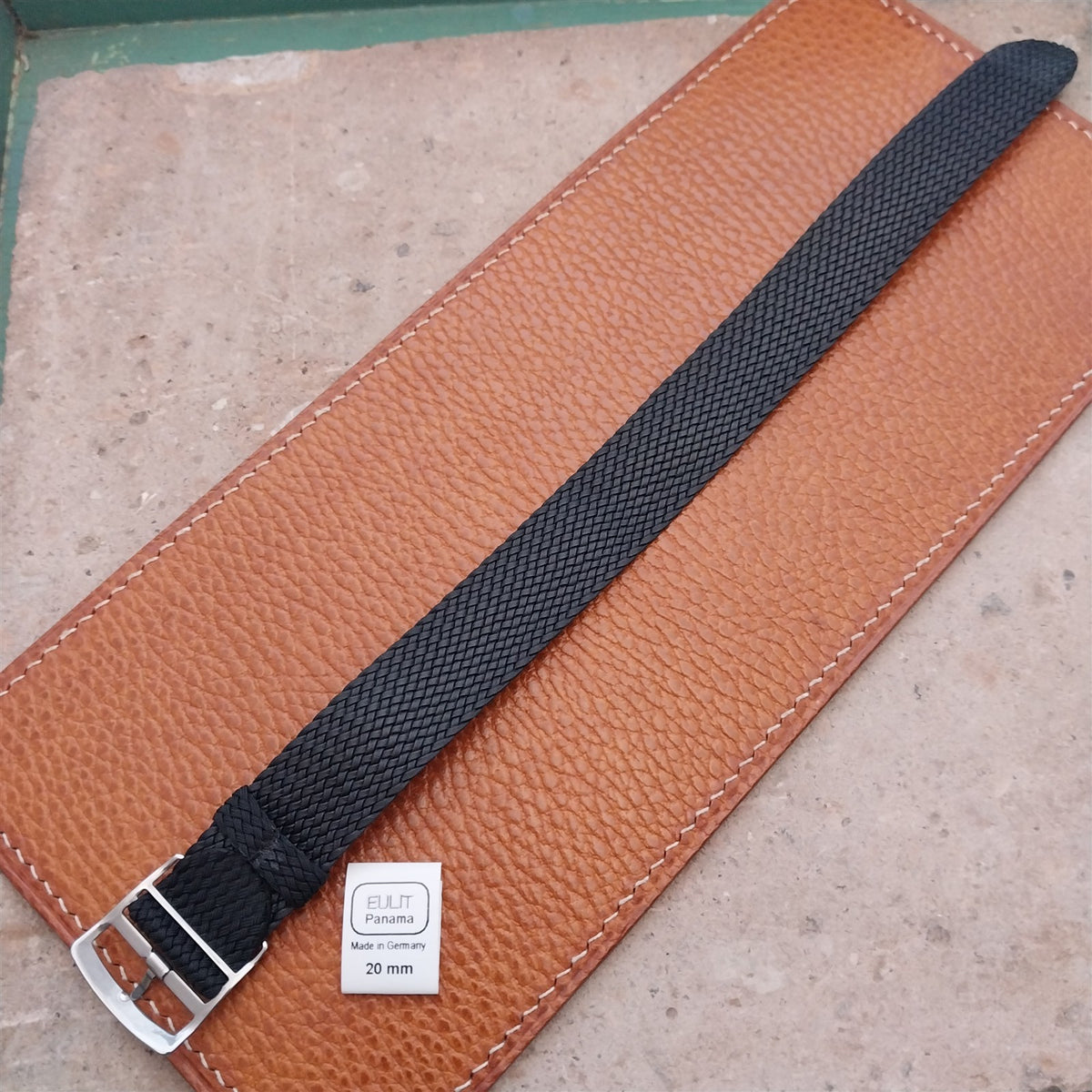 20mm EULIT Panama Black Braided Perlon Single Pass Field Watch Strap