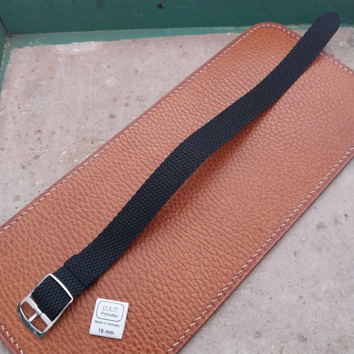 Black 16mm EULIT Panama Braided Perlon Single Pass Field Watch Strap