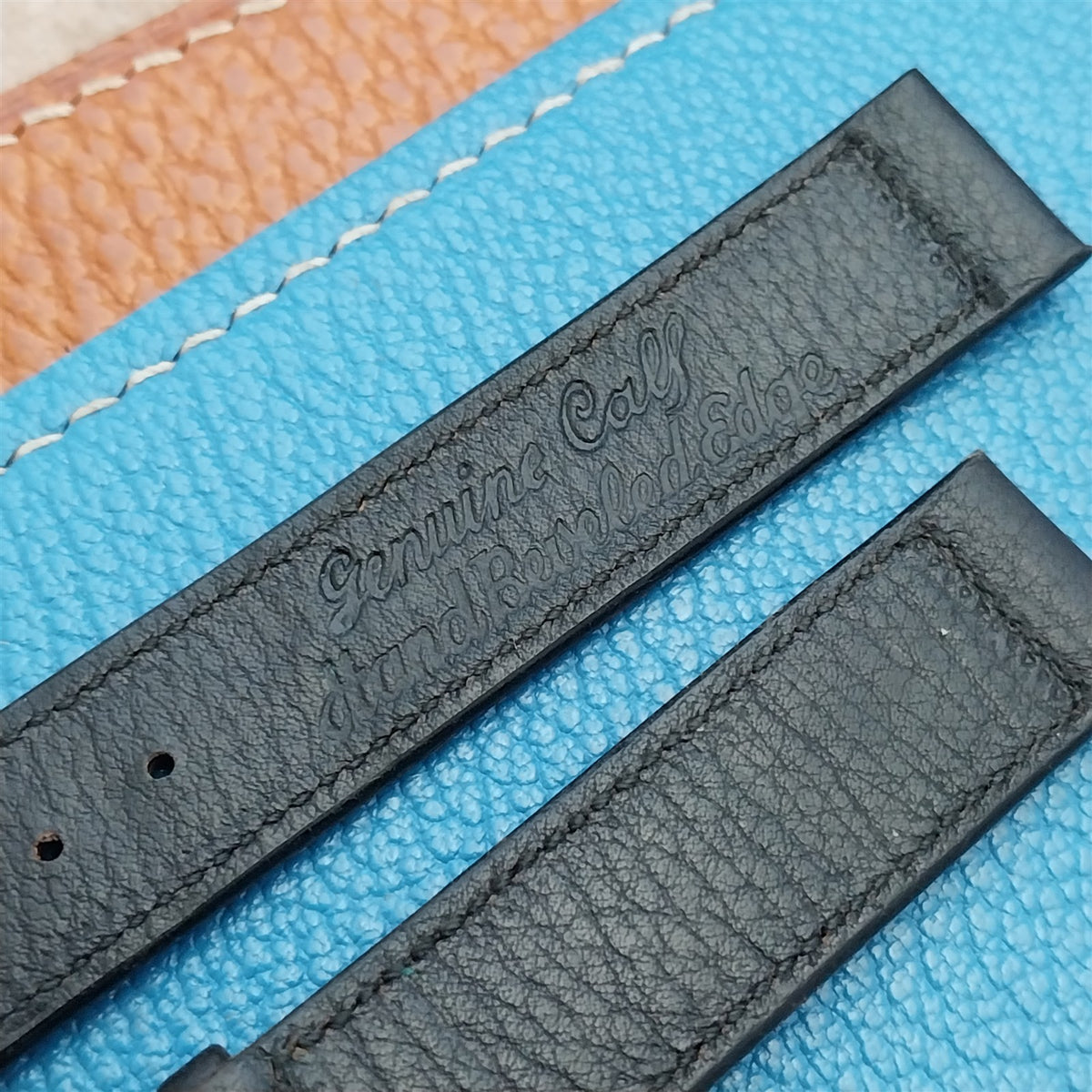 Vintage 5/8" Black Leather nos Unused 1950s Watch Strap