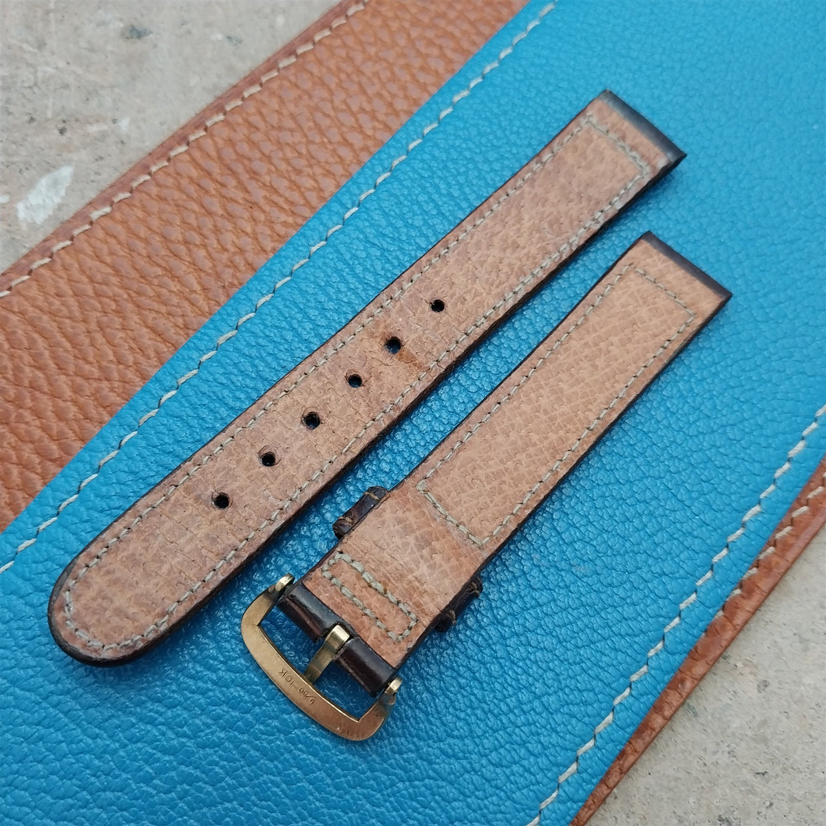 15.3mm 1940s-1950s NOS Vintage Brown Alligator Watch Strap