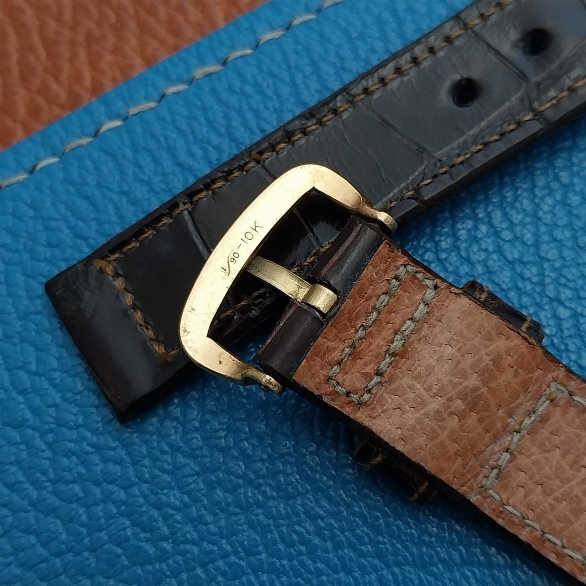 15.3mm 1940s-1950s NOS Vintage Brown Alligator Watch Strap